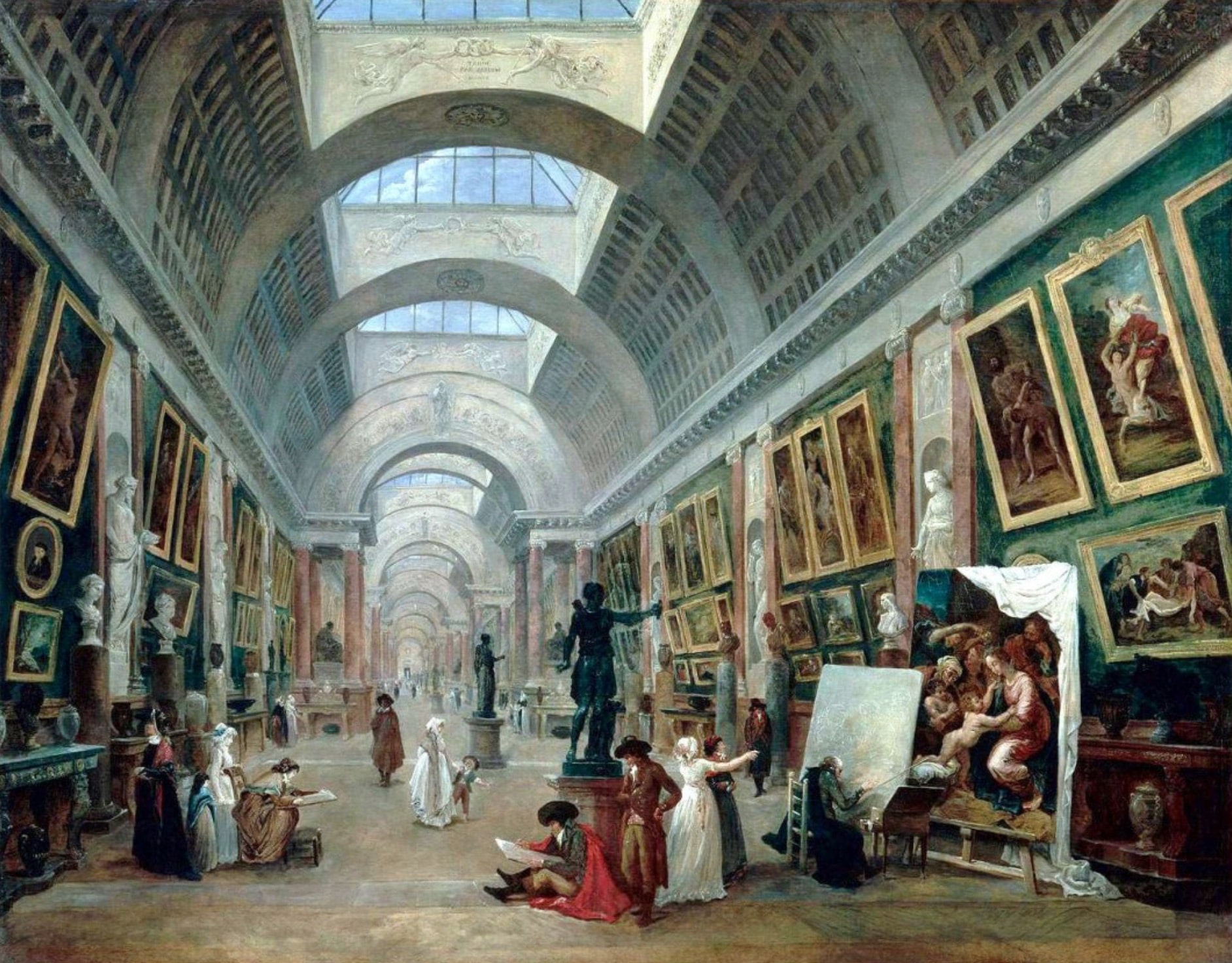 Projet d&rsquo;am&eacute;nagement de la Grande Galerie du Louvre, vers 1789 ROBERT Hubert (1733 - 1808) &copy; Photo RMN-Grand Palais - G. Blot / J. Schormans